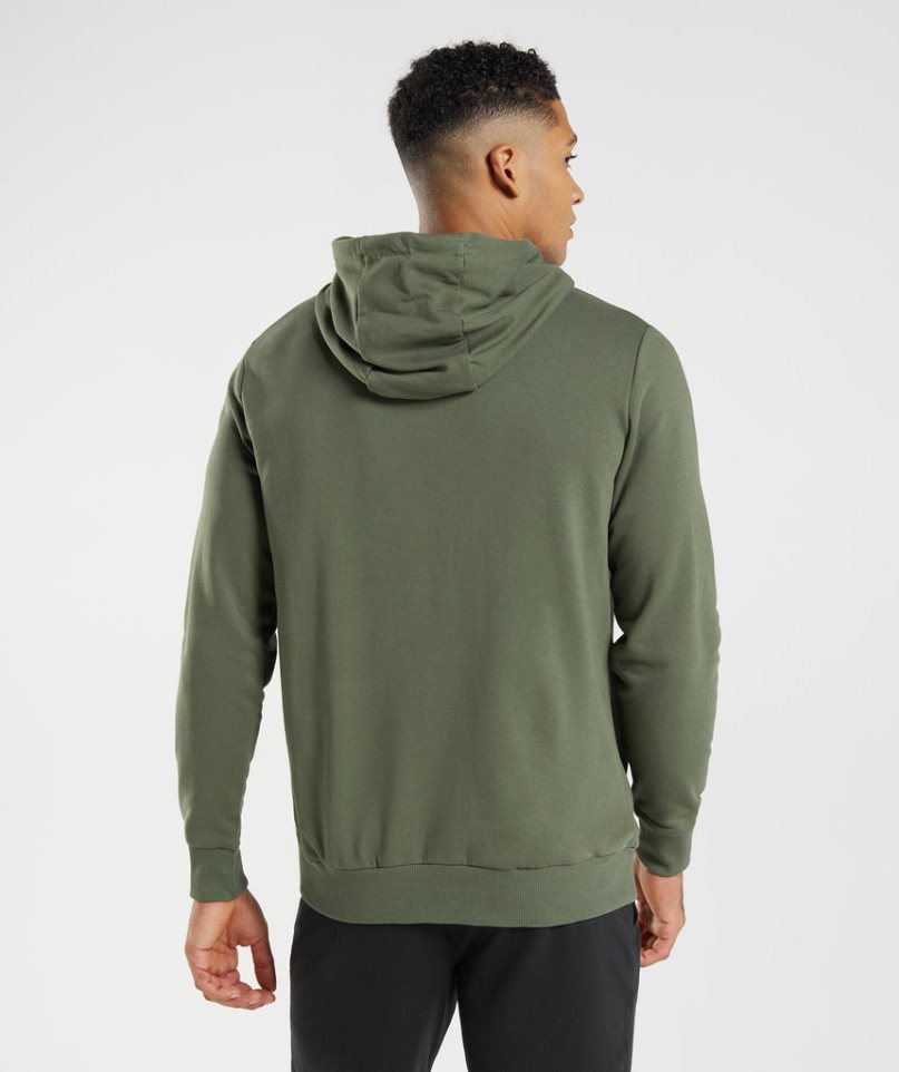 Men's Gymshark Block Hoodie Olive | CA 7ND516